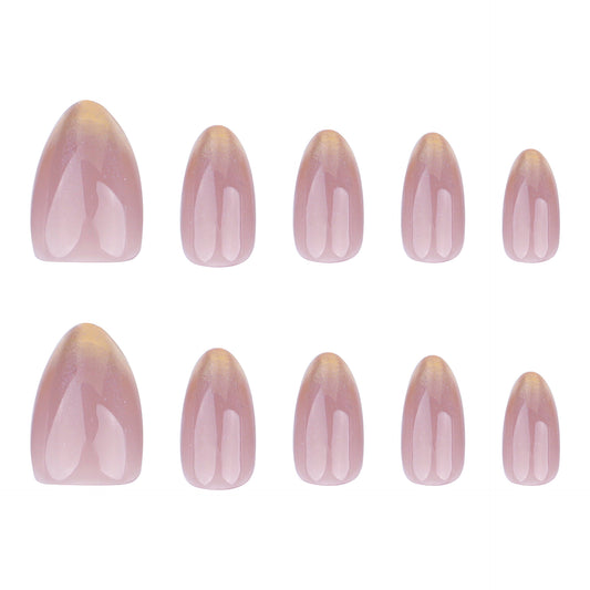 Enchanted Garden Soft Pink Short Almond Shaped Glossy Finish Press On Nail Set