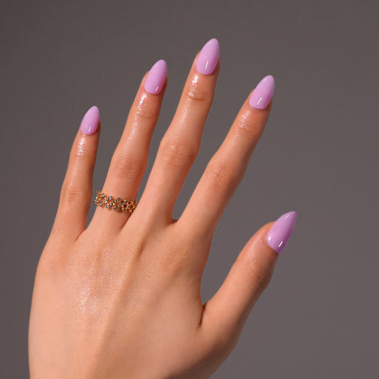 Dreamy Lavender Elegance Medium Almond Glossy Press-On Nail Set