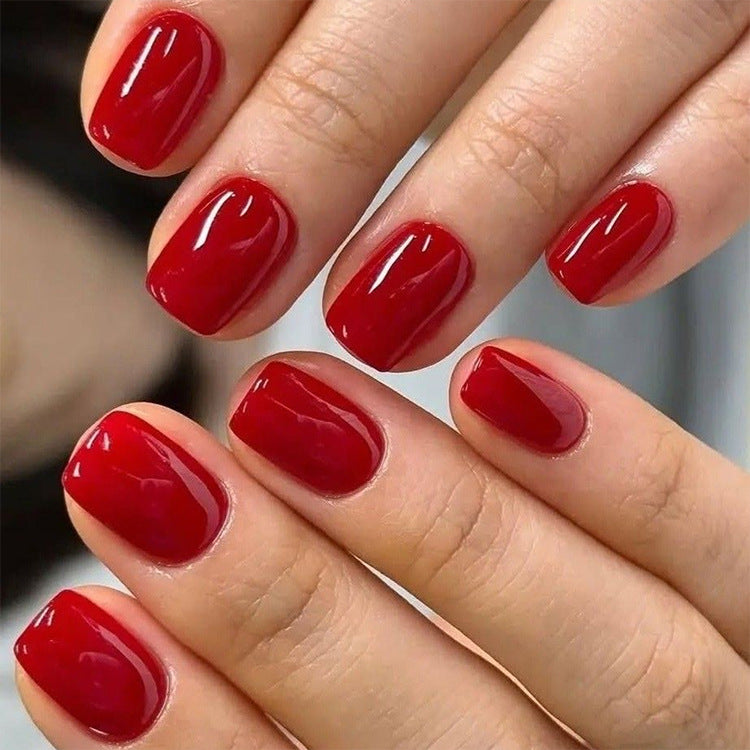 Radiant Glamour Short Square Glossy Red Press On Nail Set