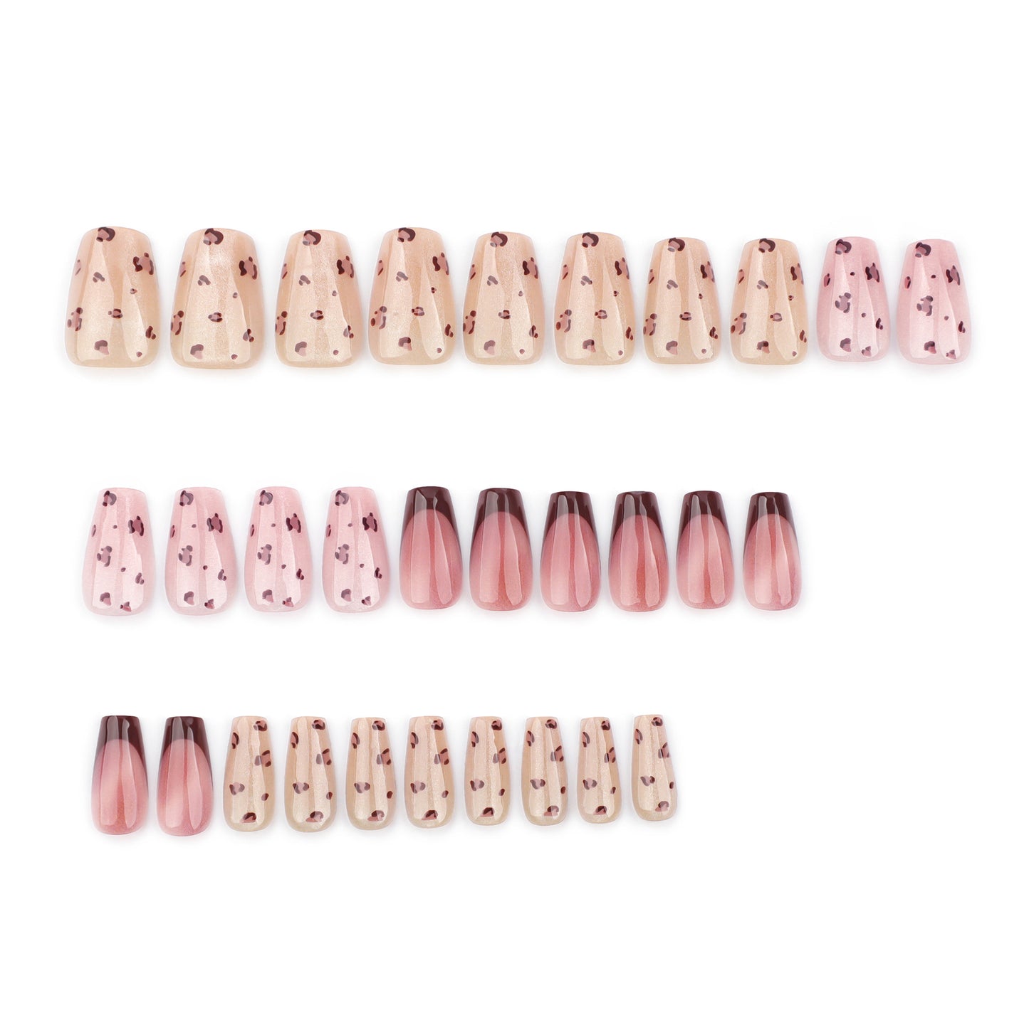 Chic Safari Inspired Press On Nails Short Coffin Neutral with Trendy Animal Print Design