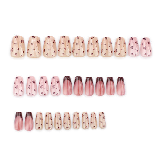 Chic Safari Inspired Press On Nails Short Coffin Neutral with Trendy Animal Print Design