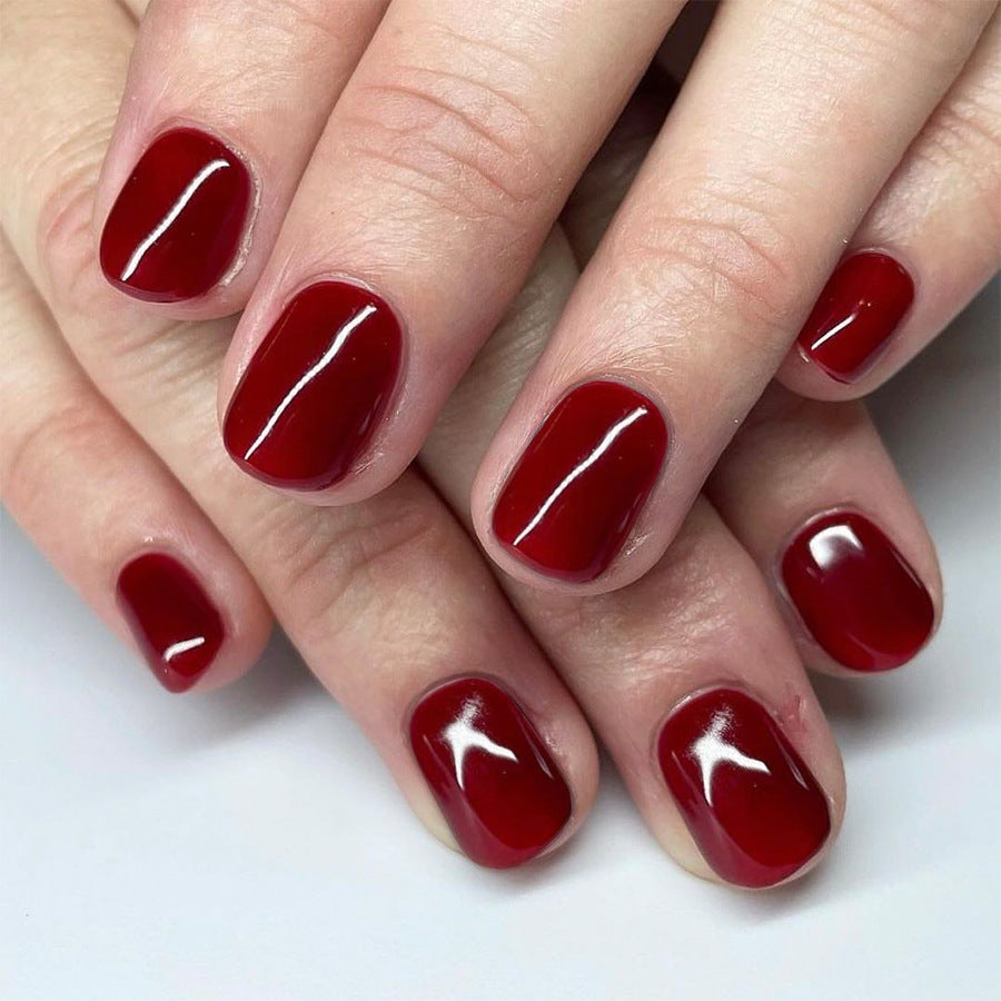 Elegant Ruby Square Press On Short Nails Red Glossy Finish Perfect for Any Occasion