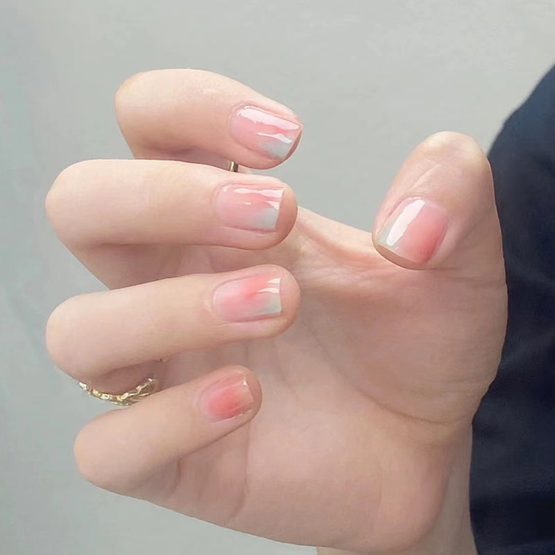 Enchanted Elegance Short Length Square Pink Ombre Press On Nail Set with Gradient Effect