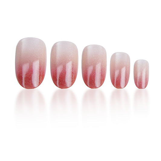 Charming Blossom Medium Oval Gradient Pink Glitter Press-On Nail Set