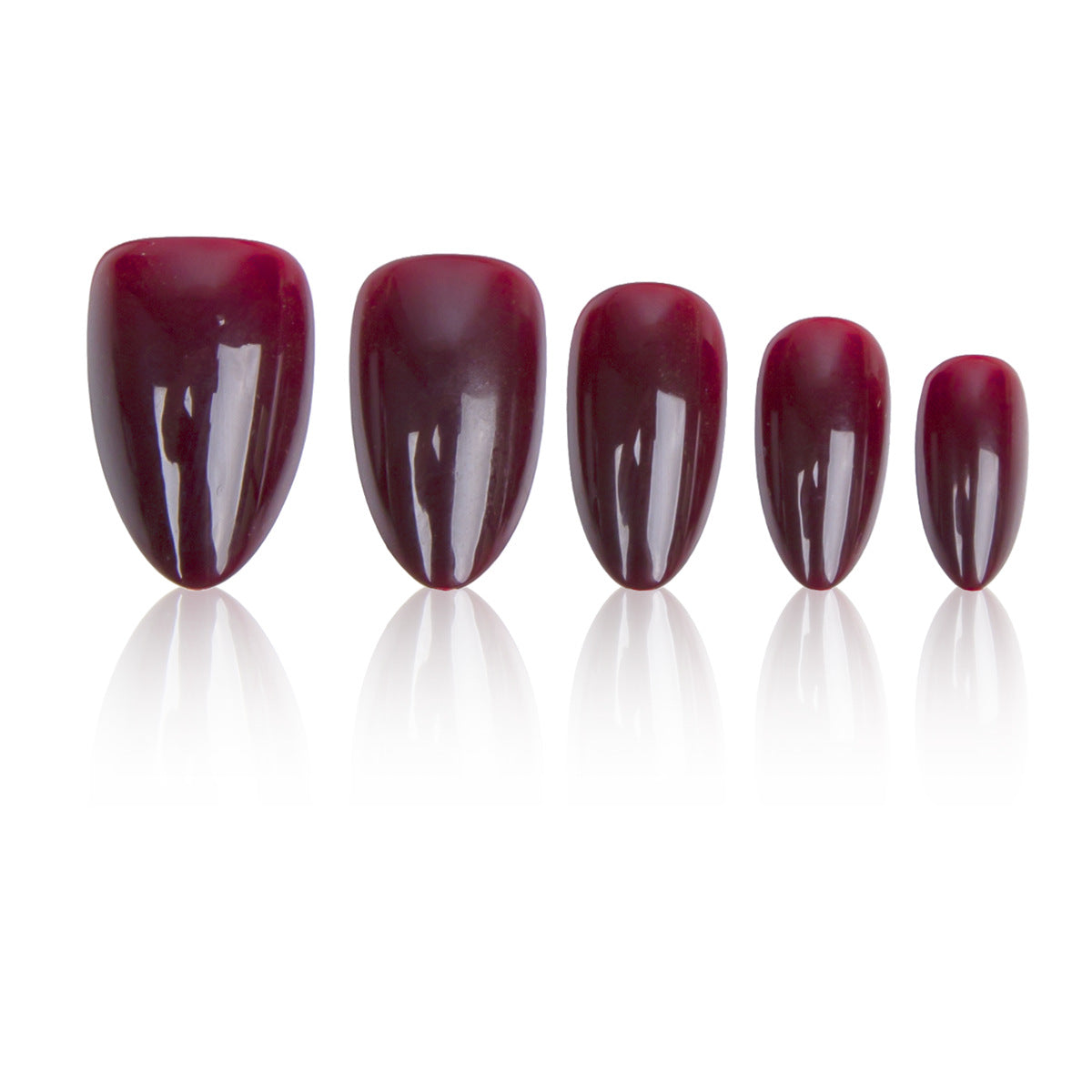 Mystical Elegance Medium Almond Deep Red Press On Nail Set with Glossy Finish