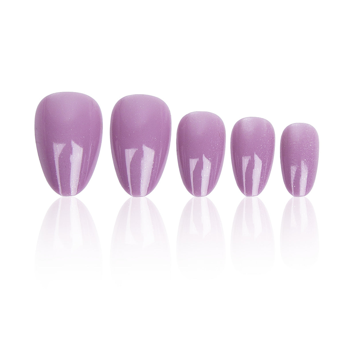 Dreamy Lavender Kiss Medium Almond Shape Iridescent Finish Press on Nail Set
