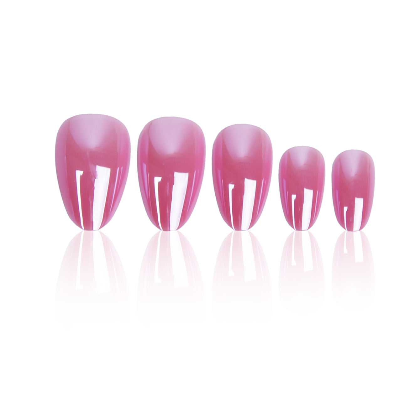 Radiant Blossom Short Almond Shaped Pink Press On Nail Set with Glossy Finish