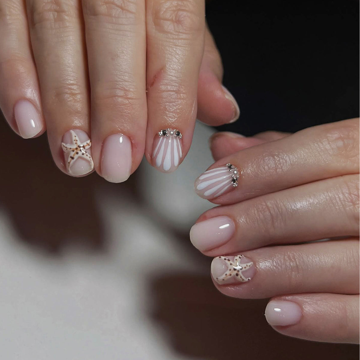 Ocean Breeze Short Square Pastel Press On Nails with Glitter Accents