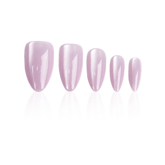 Charming Blossom Long Almond Pink Shimmer Press On Nail Set