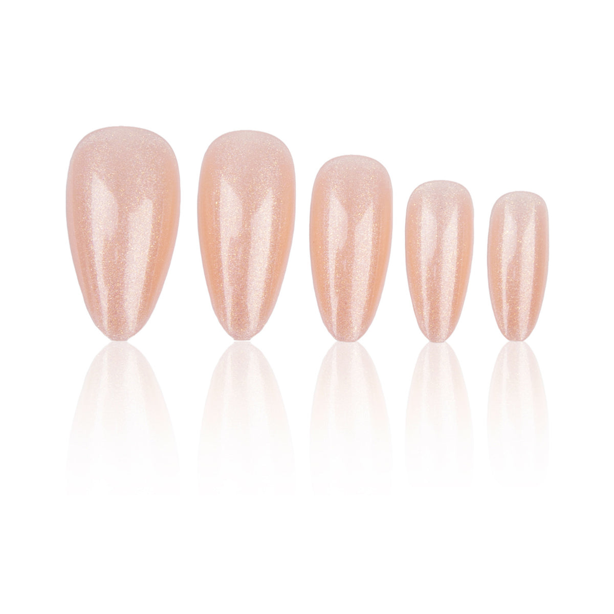 Glamorous Sunset Medium Almond Blush Nail Set with Shimmer Finish