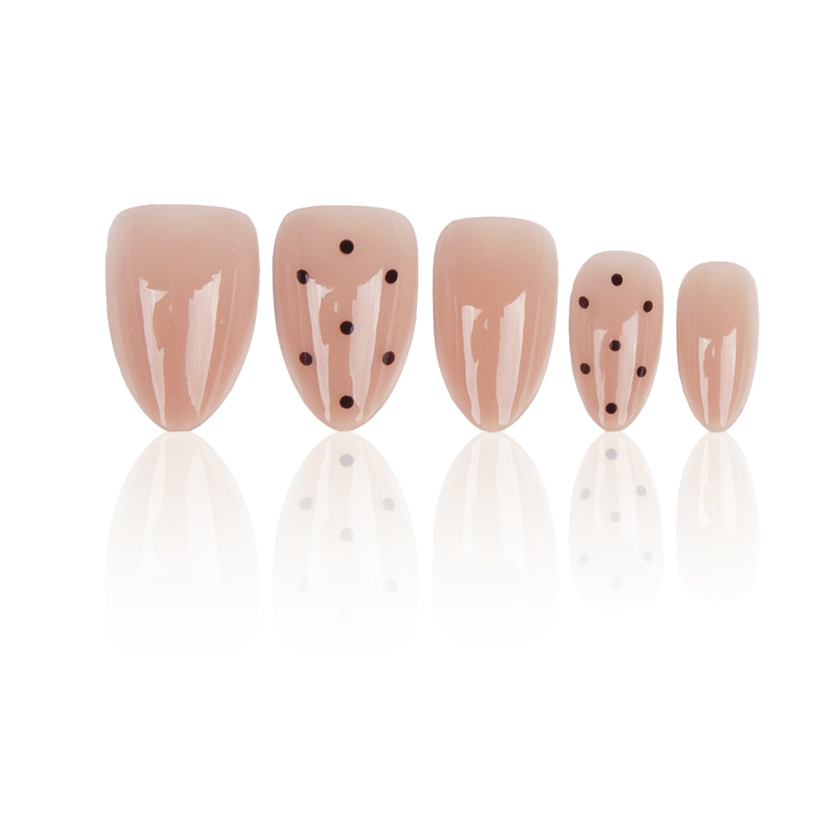 Chic Aesthetic Short Almond Beige Press On Nail Set with Unique Dot Design
