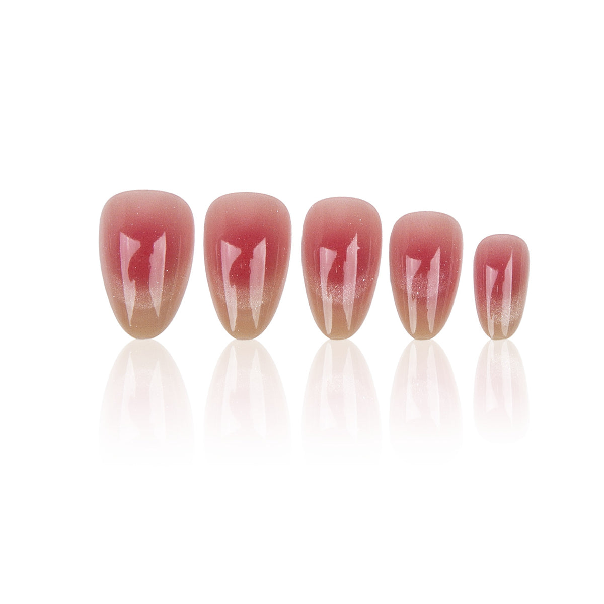 Blush Sunset Medium Almond Press On Nail Set with Ombre Finish