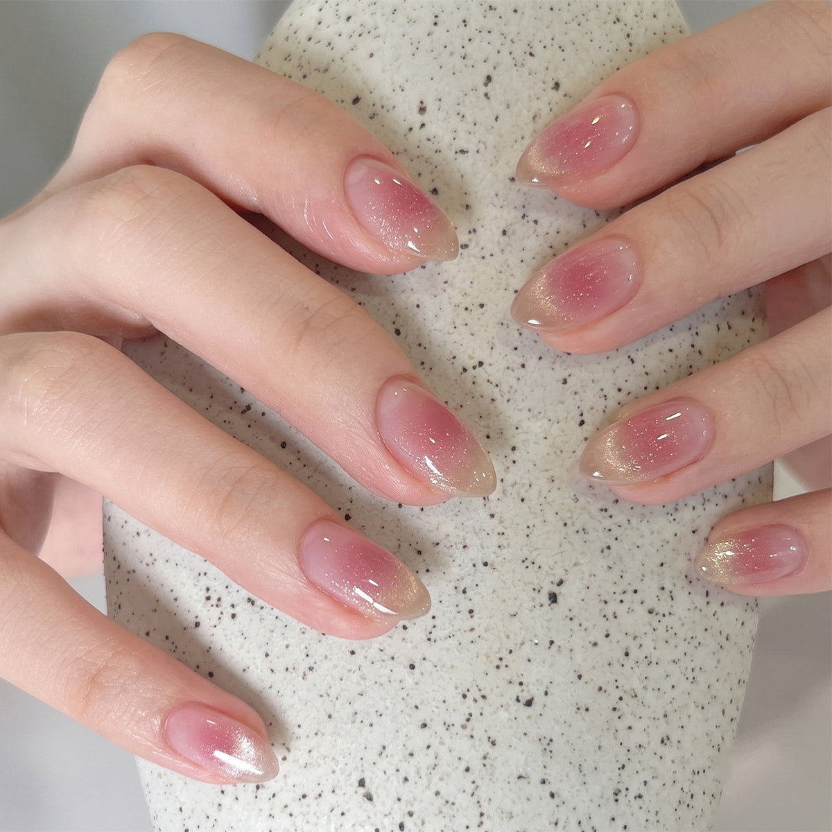 Blush Elegance Short Almond Ombre Press on Nail Set
