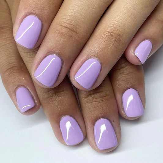 Lavender Dream Short Square Press On Nail Set Glossy Finish Long-Lasting Wear