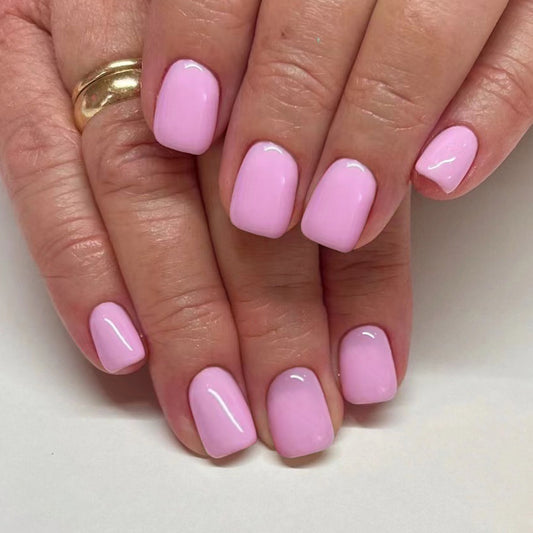 Charming Blossom Square Medium Length Pink Press On Nail Set with Glossy Finish