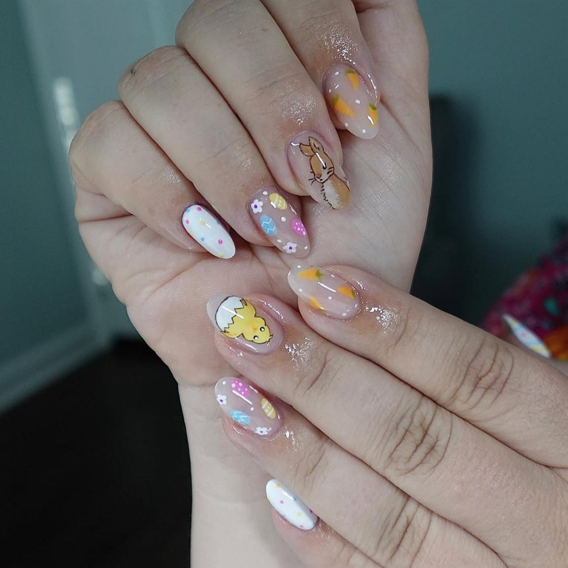 Whimsical Wonderland Short Almond Shaped Pastel with Adorable Animal Art Press On Nail Set