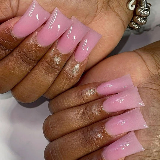 Elegant Springtime Long Duck Baby Pink Glossy Finish Press On Nail Set