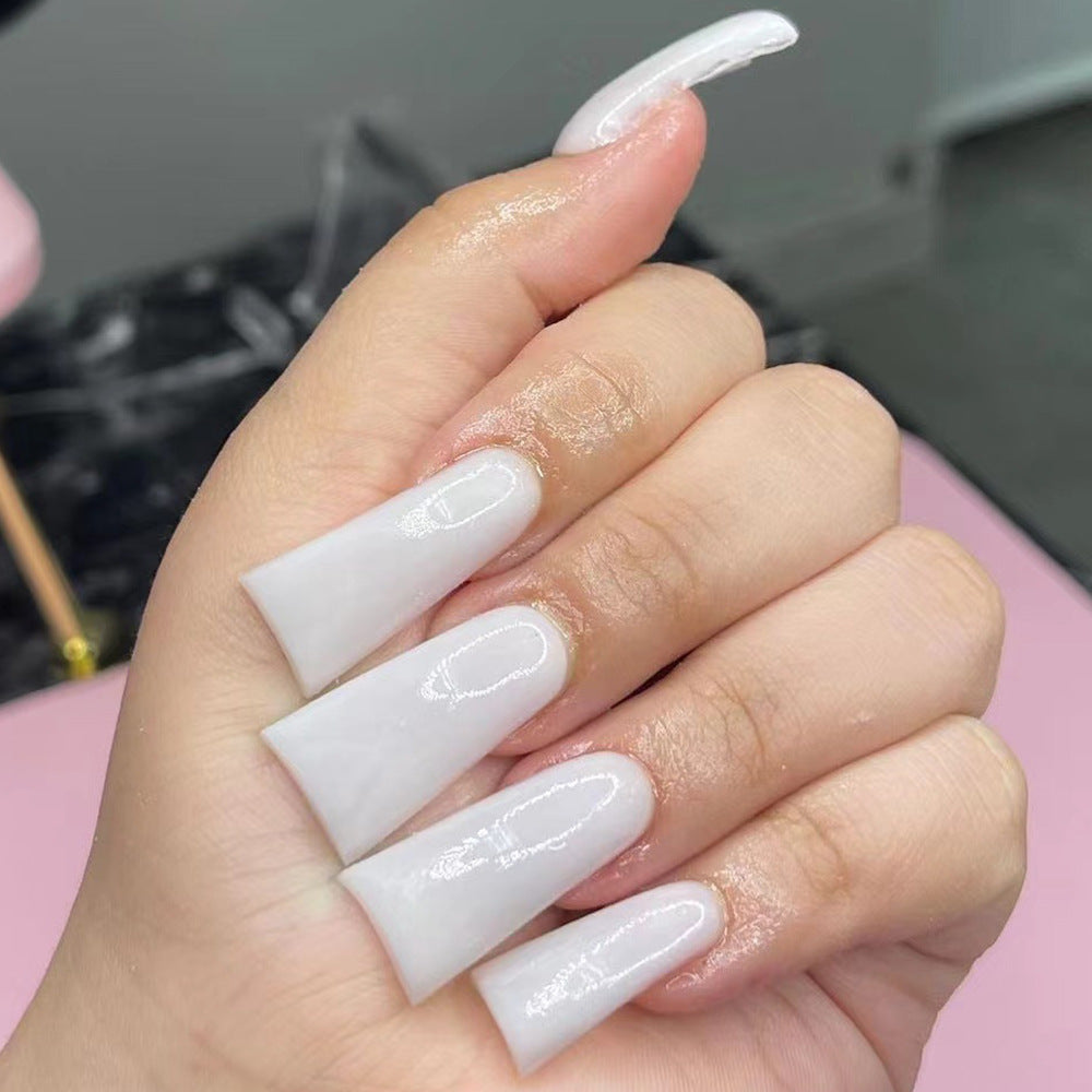 Enchanted Icicle Extra Long Duck White Press On Nail Set with Shimmer Finish
