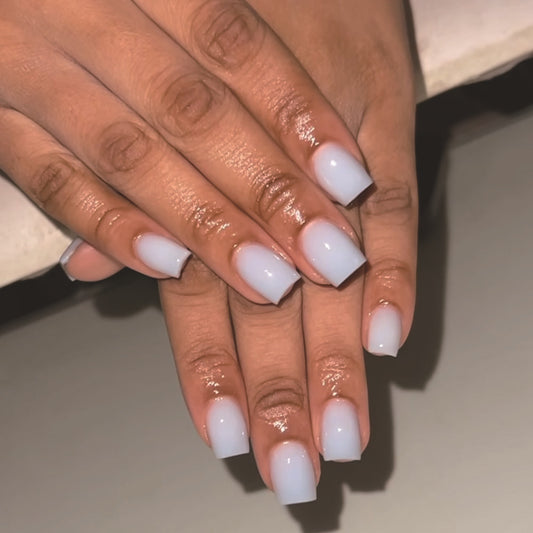 Dreamy Winter Wonderland Medium Square Light Blue Press On Nail Set with Glossy Finish