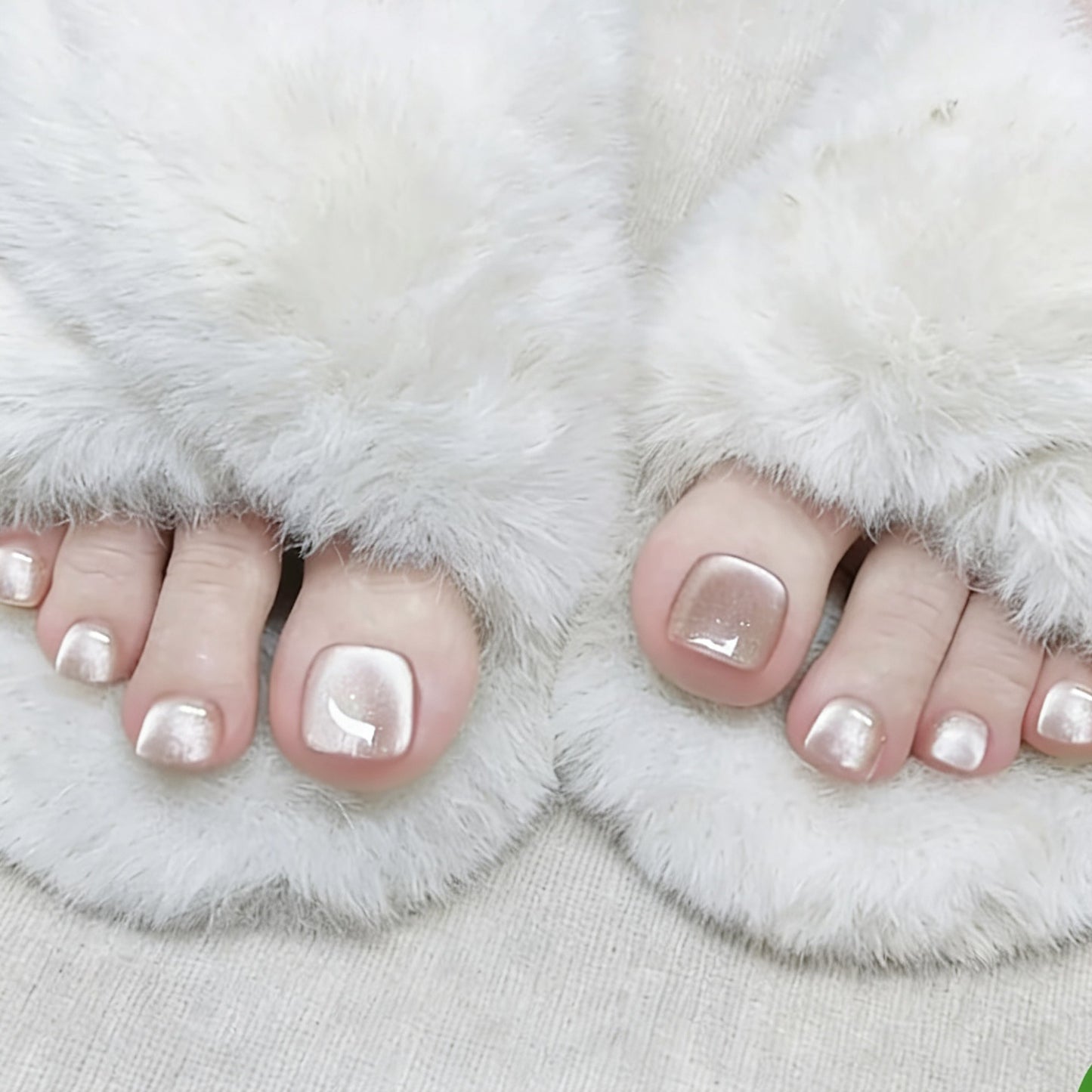 Cozy Elegance Short Square Soft Pink Glitter Press On Toenail Set