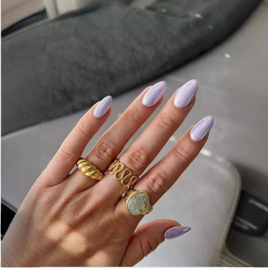 Lavender Dream Long Stiletto Press On Nail Set with Shimmery Finish for Effortless Glamour