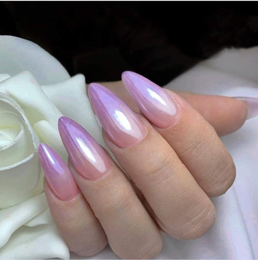 Garden of Elegance Long Almond Ombre Pink Press On Nail Set with Iridescent Finish