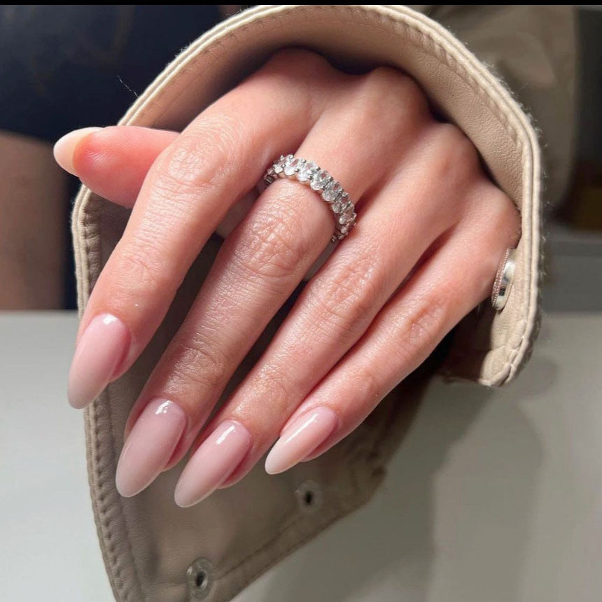 Elegant Bridal Collection Long Almond-Shaped Pink Ombre Press On Nail Set with Glossy Finish