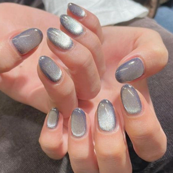 Celestial Chic Medium Squoval Shaped Shimmering Silver Press On Nail Set
