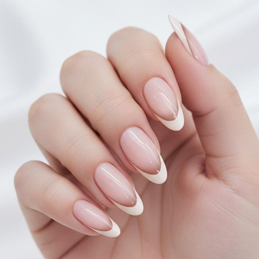 Dreamy Elegance Long Almond Pink and White Ombre Press On Nail Set