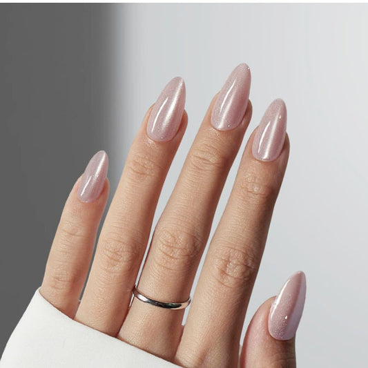 Glamorous Fantasy Long Almond Shape Blush Pink Press On Nail Set with Sparkling Finish