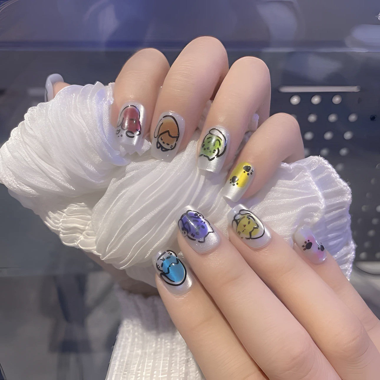 Whimsical Animal Friends Ombré Square Press On Nail Set Long Colorful ...