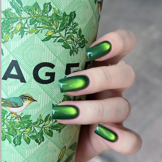 Mystical Forest Long Square Green Ombre Glitter Press On Nail Set