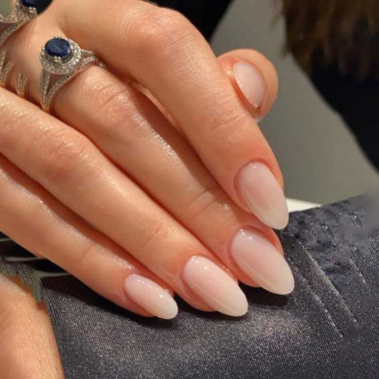 Serene Elegance Long Almond Shaped Soft Pink Ombré Press On Nail Set