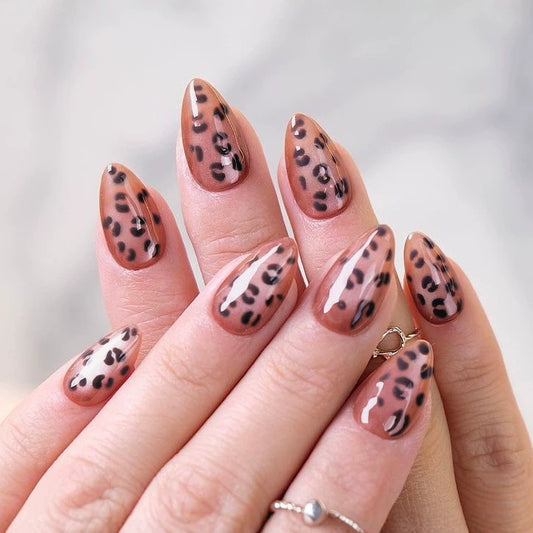 Wild Fashion Short Stiletto Brown Leopard Print Press On Nail Set