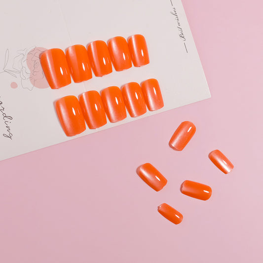 Tropical Sunrise Short Square Orange Ombre Press-On Nail Set for Effortless Glamour