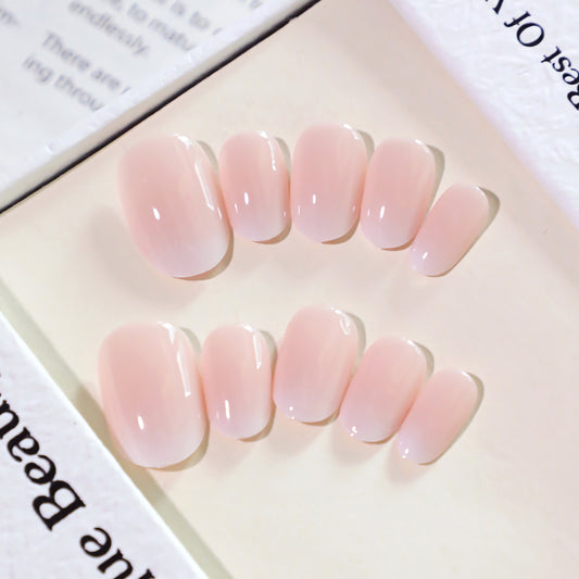Blush Fantasy Short Oval Gradient Pink Press On Nail Set with Elegant Ombre Finish