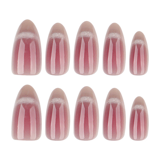 Whimsical Elegance Medium Almond Gradient Pink Press On Nail Set with Stunning Glossy Finish