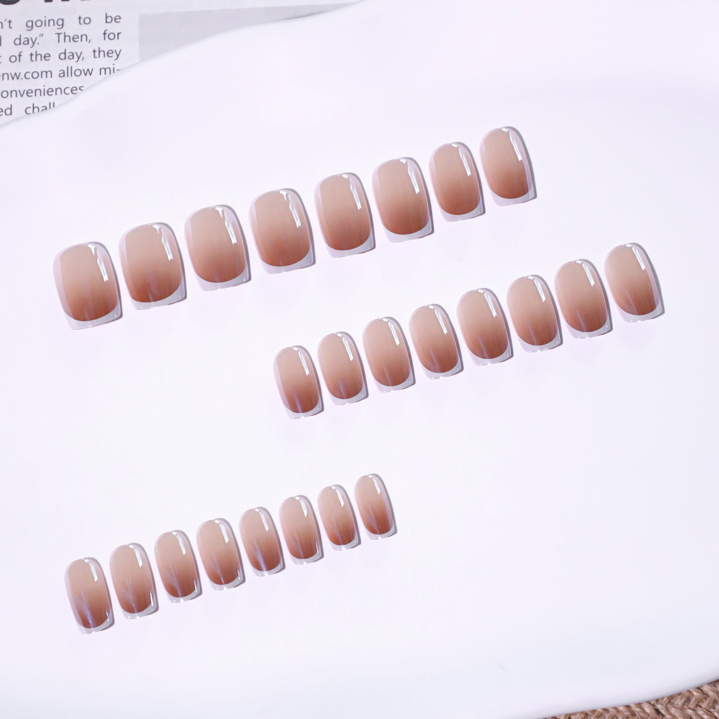 Glamorous Sunset Medium Square Brown Gradient Press On Nail Set with Smooth Finish