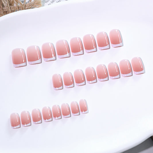 Glamorous Elegance Medium Square Pink Ombre Press-On Nail Set with Stunning Glossy Finish