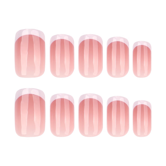 Enchanted Rose Press On Nail Set in Medium Square Shape with Soft Pink Color and Glossy Finish