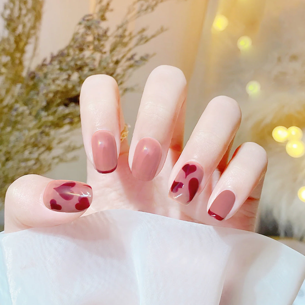 Romantic Essence Short Square Blush Pink Set with Heart Accent Design
