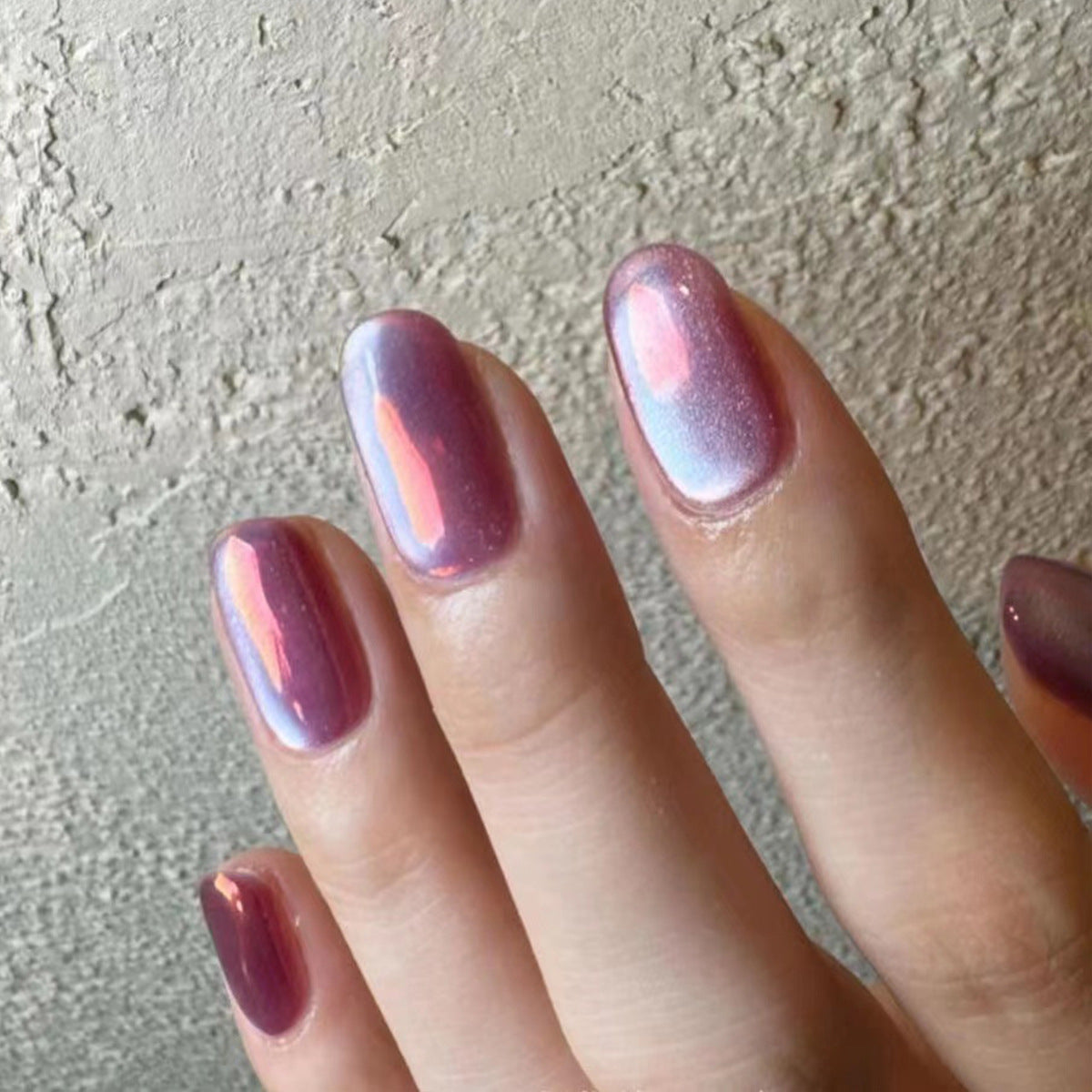 Enchanted Aura Short Length Oval Press On Nail Set in Iridescent Purple with Color Shift Feature