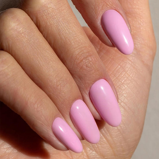 Spring Blossom Medium Oval Light Pink Press On Nail Set with Glossy Finish