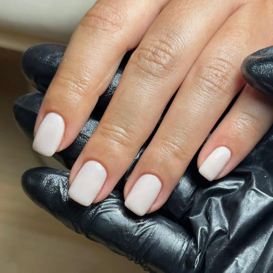 Elegant Bridal White Short Length Square Press On Nail Set with Matte Finish