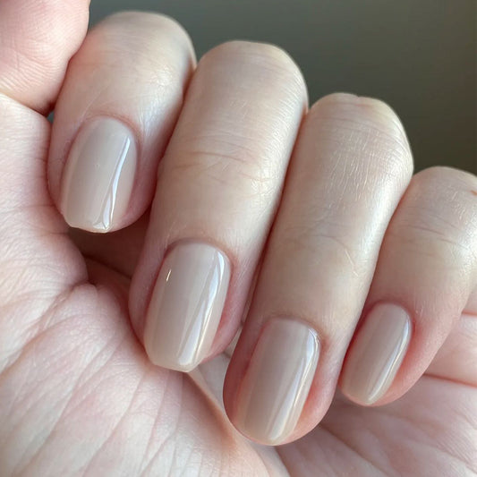 Elegant Chic Short Squoval Beige Press On Nail Set with Glossy Finish