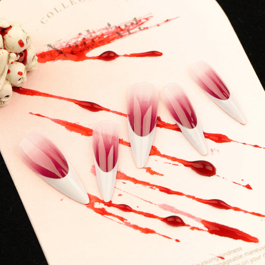 Enchanted Evening Long Stiletto Gradient Pink and White Press On Nail Set with Ombr‚Äö√¢√†≈í¬© Design