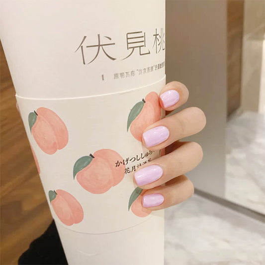 Peach Blossom Dream Medium Square Light Pink Press On Nail Set with Glossy Finish