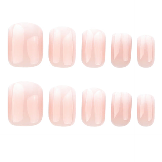 Blush Oasis Elegant Short Square Press-On Nail Set in Soft Pink with Glossy Finish