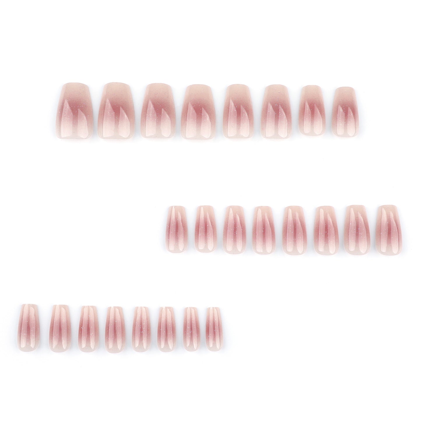 Glamorous Garden Medium Coffin Pink Ombre Press-On Nail Set with Shimmering Finish