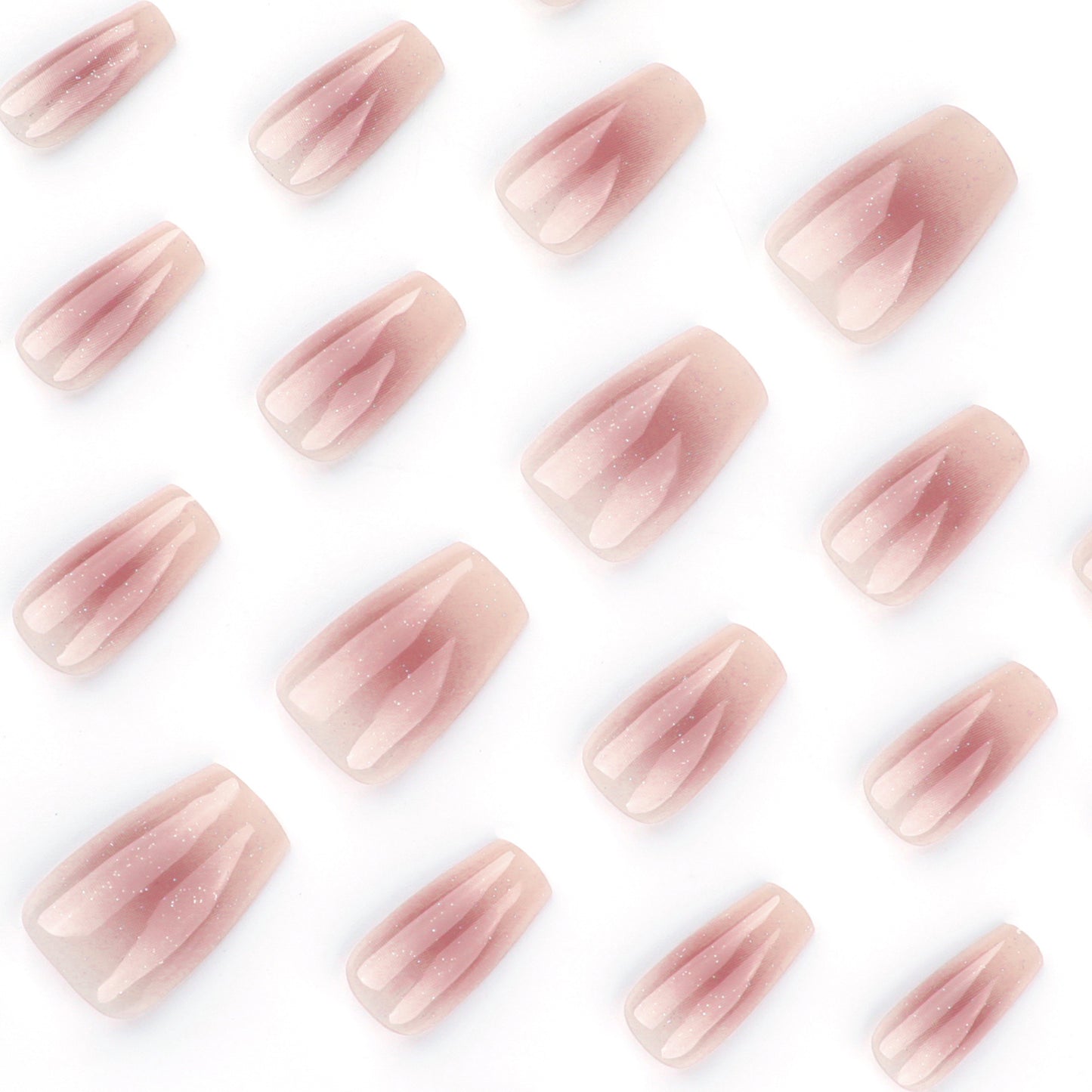 Chic Elegance Medium Coffin Blush Pink Ombre Press On Nails with Shimmering Finish